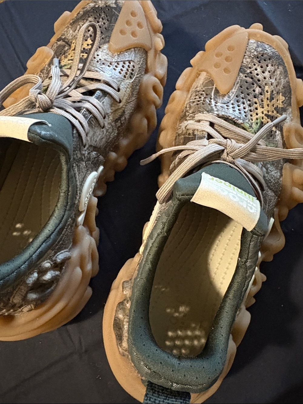 CROCS Bubble-Sole Sneakers in Olive Green and Gum - Picture 9 of 12